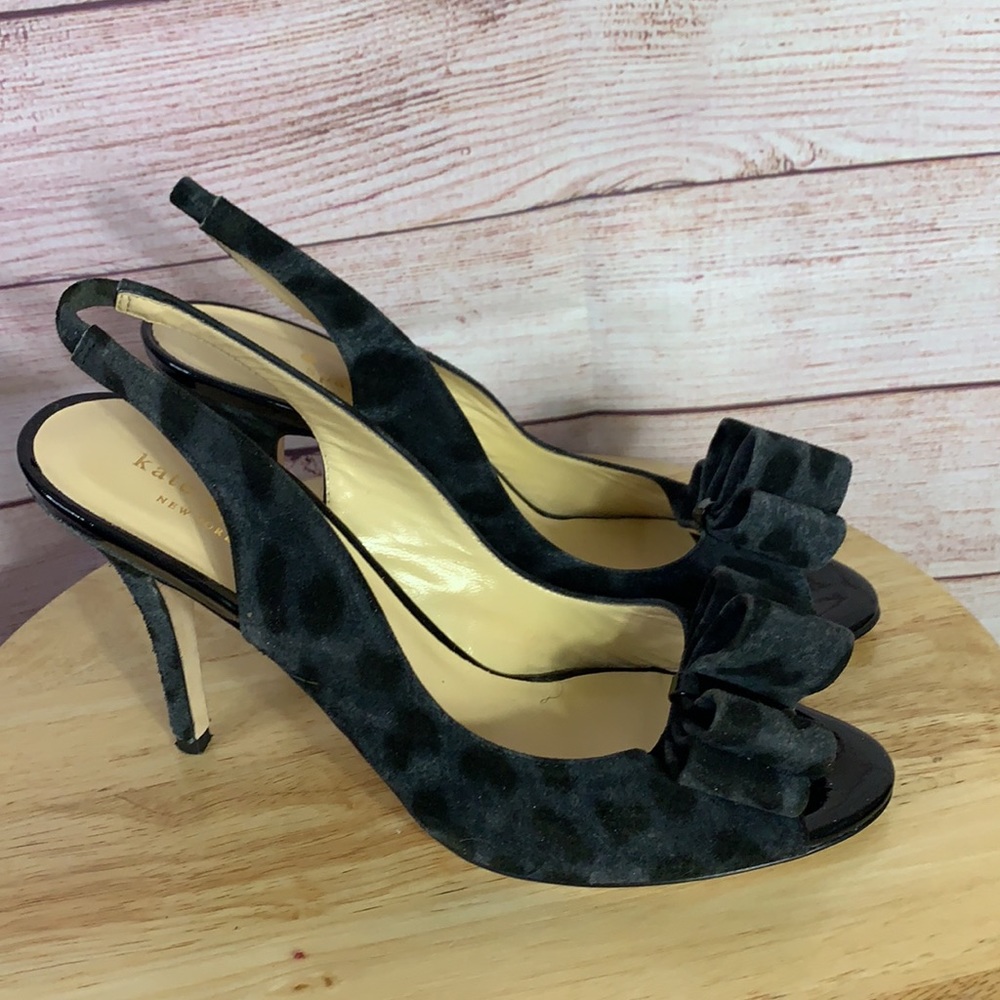 Kate Spade Animal Print Bow Slingback Pump Sz8B